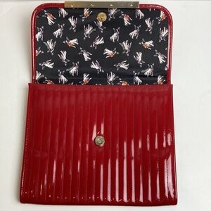 Ted Baker Red Envelope Patent Leather Dog Print Case iPad Clutch Designer Purse